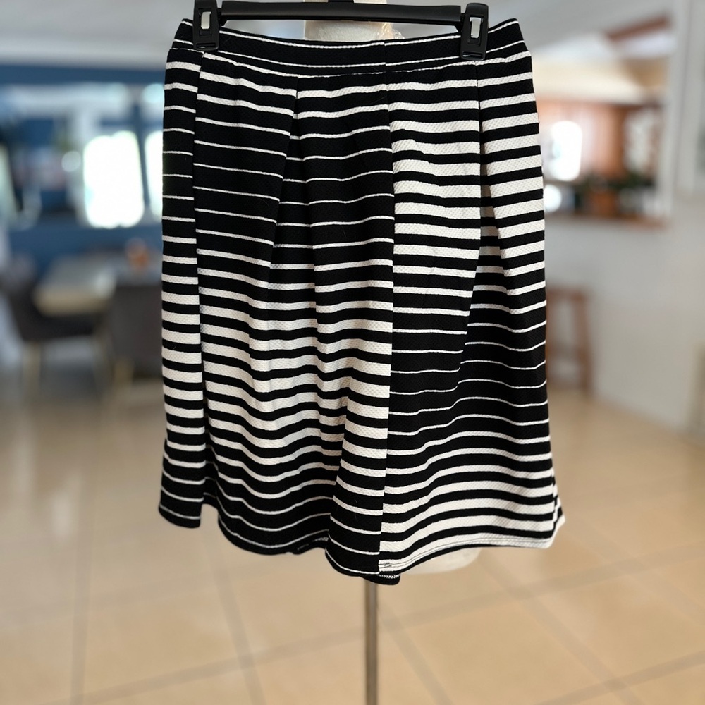 Joe B Black and White A-Line Knee-Length Skirt